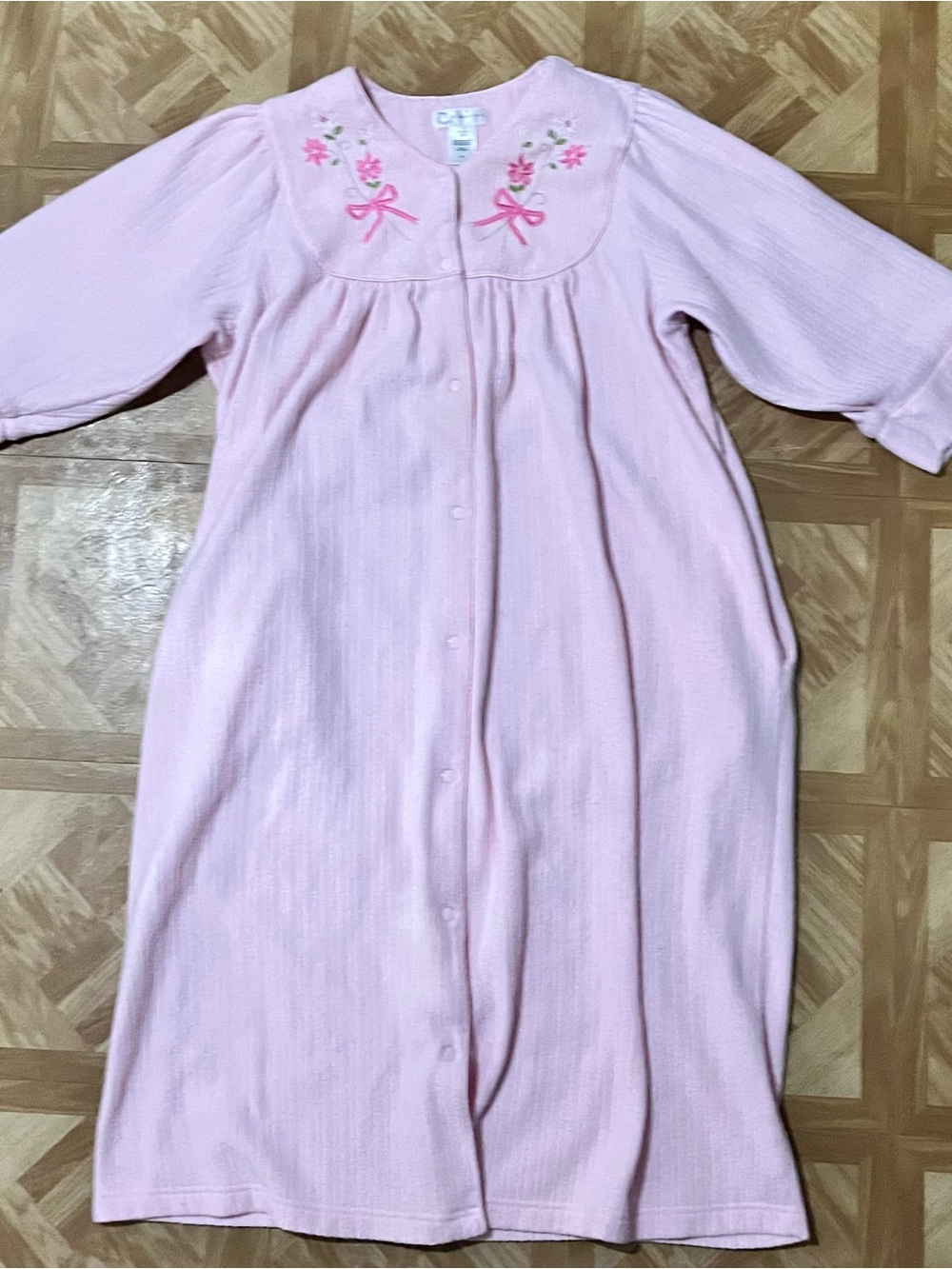 Vintage Classic Elements Pink Snap Front Duster Robe Housecoat Large